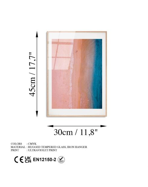 Meerkleurige glasprint op het strand - 30x45 cm