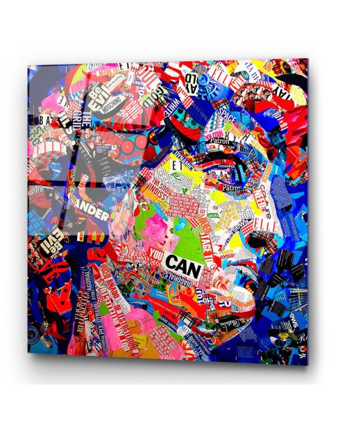 Veelkleurige pop-art glasprint - 50x50 cm