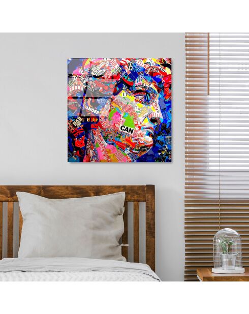 Veelkleurige pop-art glasprint - 50x50 cm