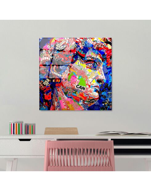 Veelkleurige pop-art glasprint - 50x50 cm