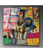 Impression sur verre Basquiat Pop multicolore - 50x50 cm