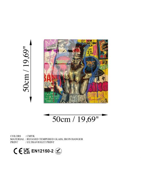 Impression sur verre Basquiat Pop multicolore - 50x50 cm