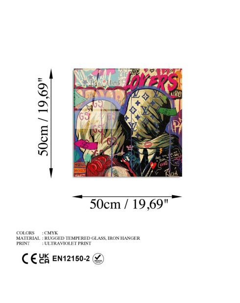 Impression sur verre Pop multicolore - 50x50 cm