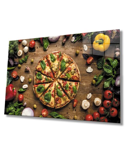 Veelkleurige pizza met glasprint - 72x46 cm