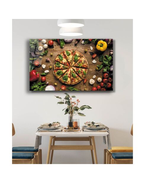 Veelkleurige pizza met glasprint - 72x46 cm