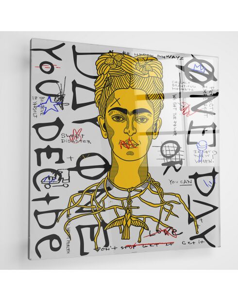 Impression sur verre Pop Frida Kahlo multicolore