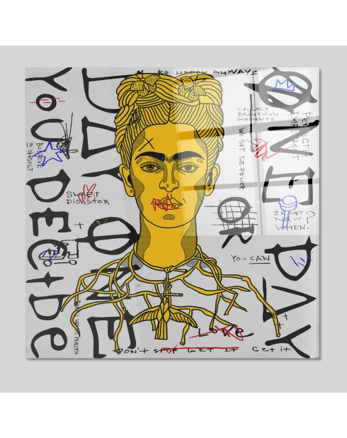 Impression sur verre Pop Frida Kahlo multicolore