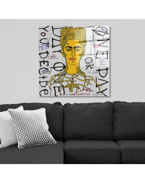 Impression sur verre Pop Frida Kahlo multicolore