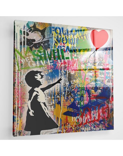 Impression sur verre Banksy multicolore
