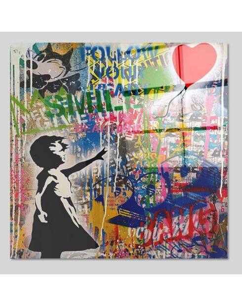 Impression sur verre Banksy multicolore