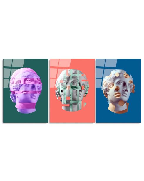 Set de 3 Impressions sur verre Pop multicoloress - 45x65 cm