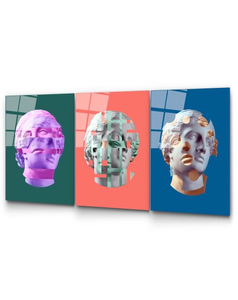 Set de 3 Impressions sur verre Pop multicoloress - 45x65 cm