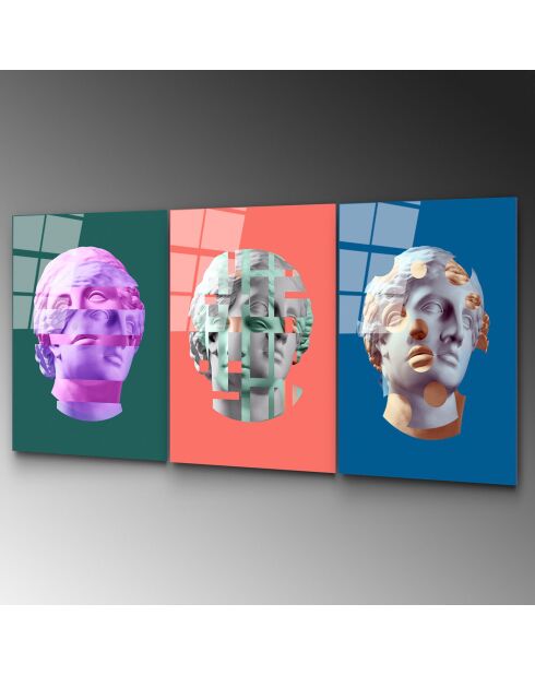 Set de 3 Impressions sur verre Pop multicoloress - 45x65 cm