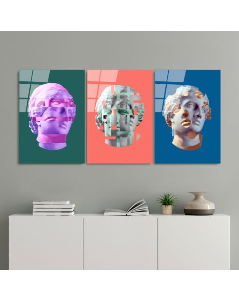 Set de 3 Impressions sur verre Pop multicoloress - 45x65 cm