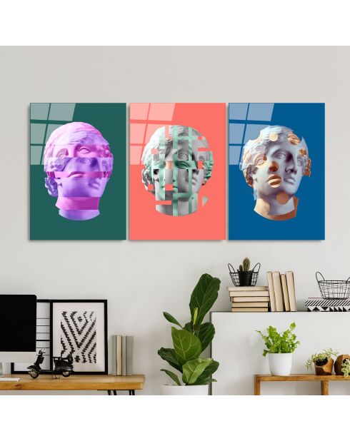 Set de 3 Impressions sur verre Pop multicoloress - 45x65 cm