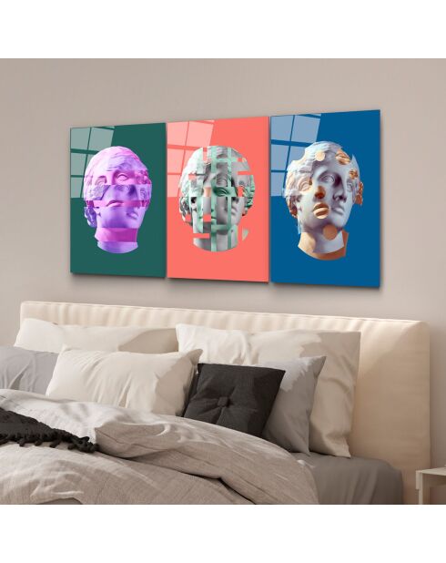 Set de 3 Impressions sur verre Pop multicoloress - 45x65 cm