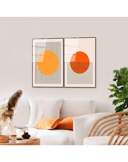 Set di 2 stampe su vetro Forme multicolori - 45x65 cm