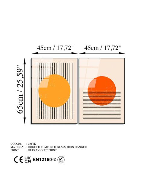 Set di 2 stampe su vetro Forme multicolori - 45x65 cm