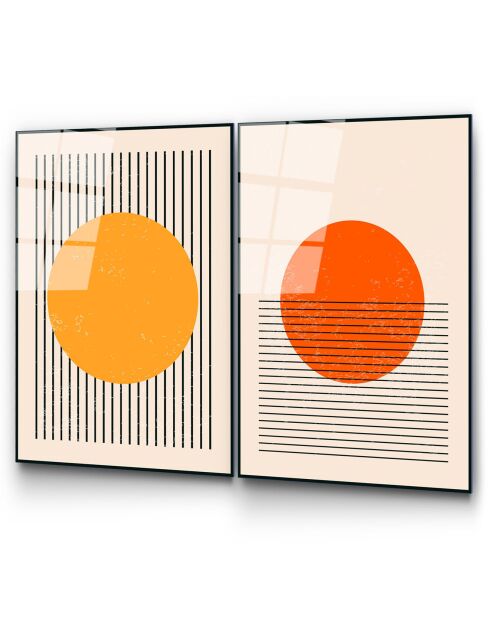 Set di 2 stampe su vetro Forme multicolori - 45x65 cm