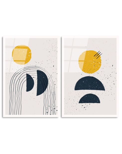 Set di 2 stampe su vetro Forme multicolori - 45x65 cm