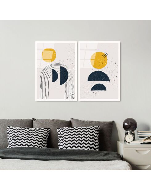 Set di 2 stampe su vetro Forme multicolori - 45x65 cm