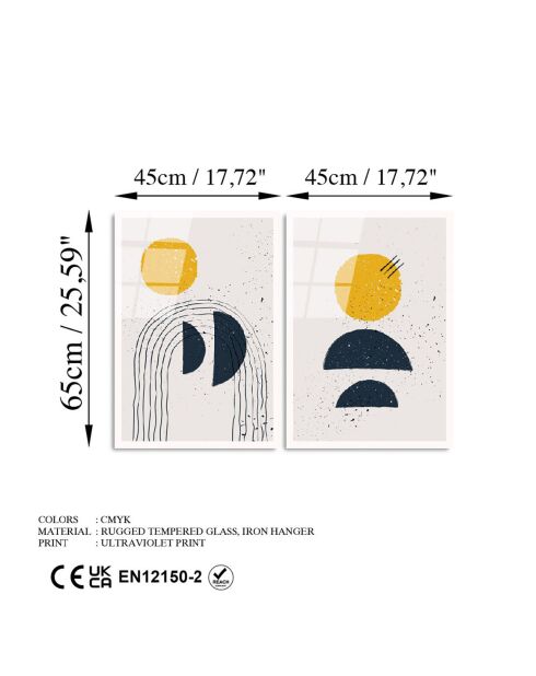 Set di 2 stampe su vetro Forme multicolori - 45x65 cm
