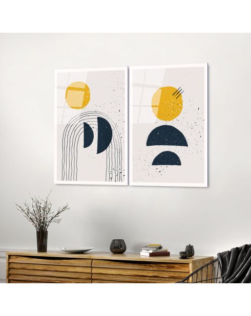 Set di 2 stampe su vetro Forme multicolori - 45x65 cm