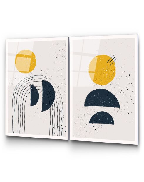 Set di 2 stampe su vetro Forme multicolori - 45x65 cm