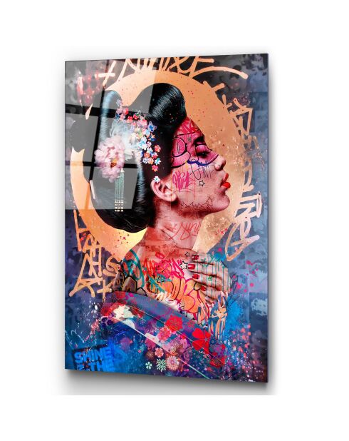 Veelkleurige pop-art glasprint - 70x100 cm