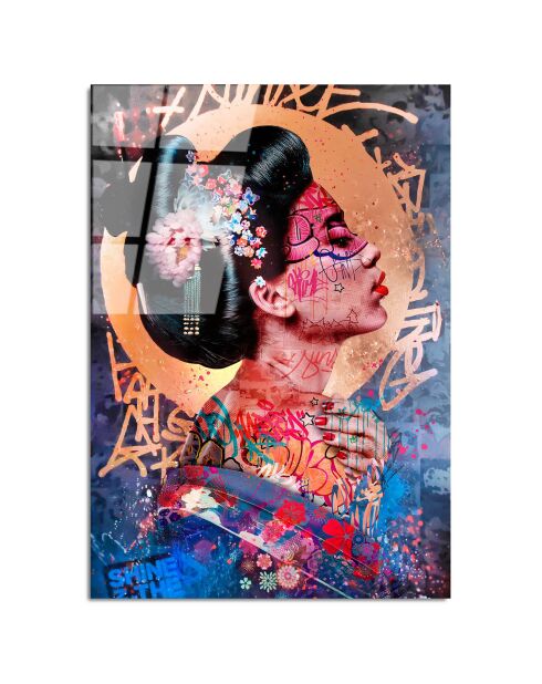 Veelkleurige pop-art glasprint - 70x100 cm