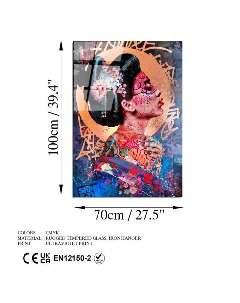 Veelkleurige pop-art glasprint - 70x100 cm