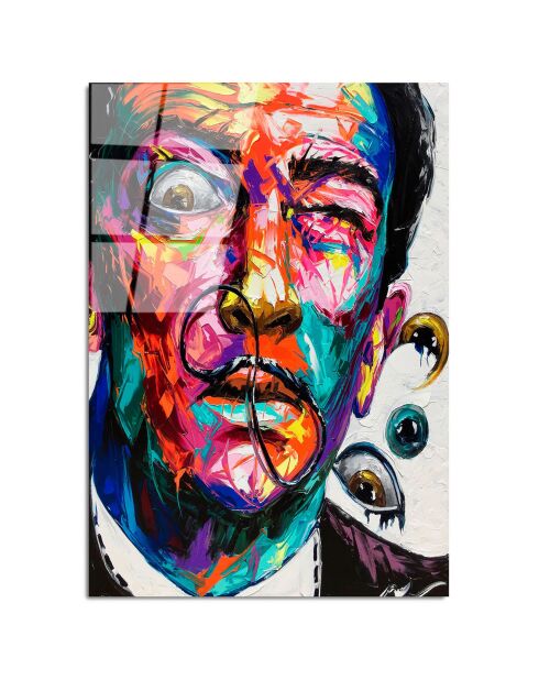 Pop art Salvador veelkleurige glasprint - 70x100 cm