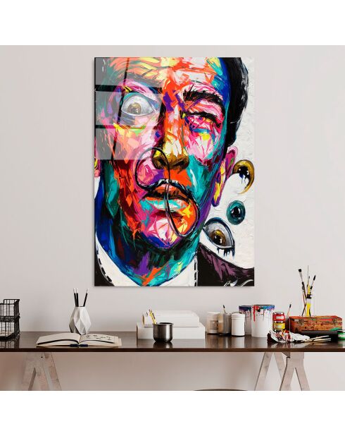 Pop art Salvador veelkleurige glasprint - 70x100 cm
