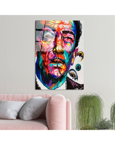 Pop art Salvador veelkleurige glasprint - 70x100 cm