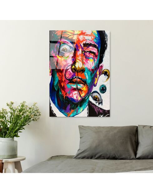 Pop art Salvador veelkleurige glasprint - 70x100 cm