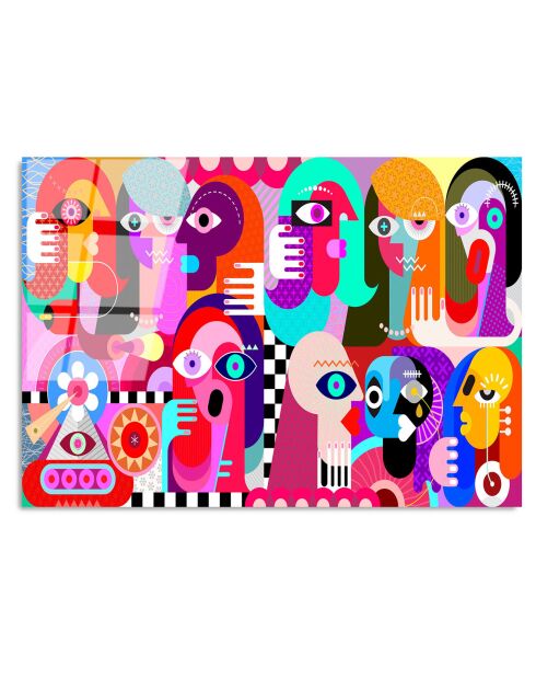 Lámina abstracta multicolor en vidrio - 70x100 cm