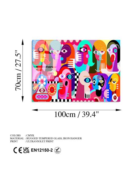 Lámina abstracta multicolor en vidrio - 70x100 cm