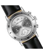 Montre Femme Quartz Multifonction en Cuir Prague noire