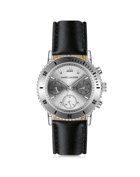 Montre Femme Quartz Multifonction en Cuir Prague noire