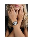 Montre Femme Quartz Multifonction en Cuir Prague noire