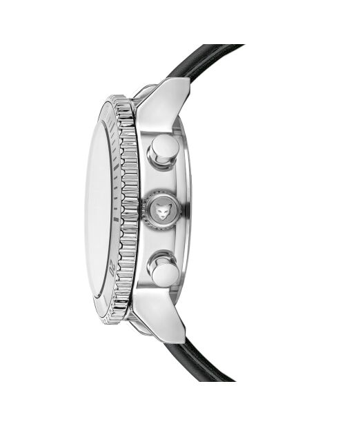 Montre Femme Quartz Multifonction en Cuir Prague noire