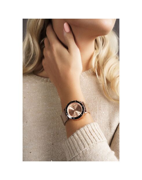 Montre Femme Quartz Multifonction en Acier Granada rose doré