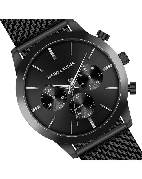 Montre Homme Quartz Multifonction en Acier London noire