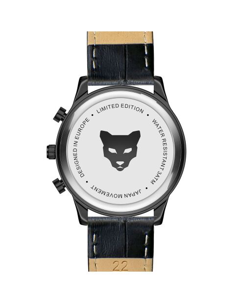 Montre Homme Quartz Multifonction en Cuir London noire