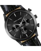 Montre Homme Quartz Multifonction en Cuir London noire