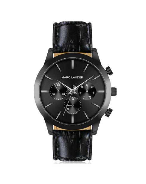 Montre Homme Quartz Multifonction en Cuir London noire