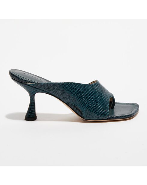 Mules Julio in pelle blu scuro - tacco 8 cm