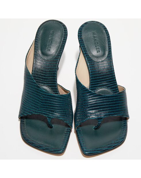 Mules Julio in pelle blu scuro - tacco 8 cm