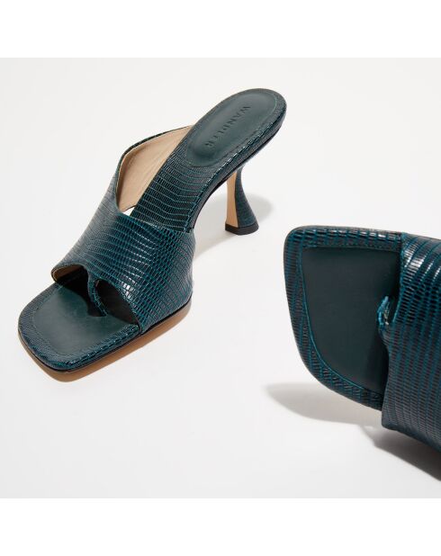 Mules Julio in pelle blu scuro - tacco 8 cm