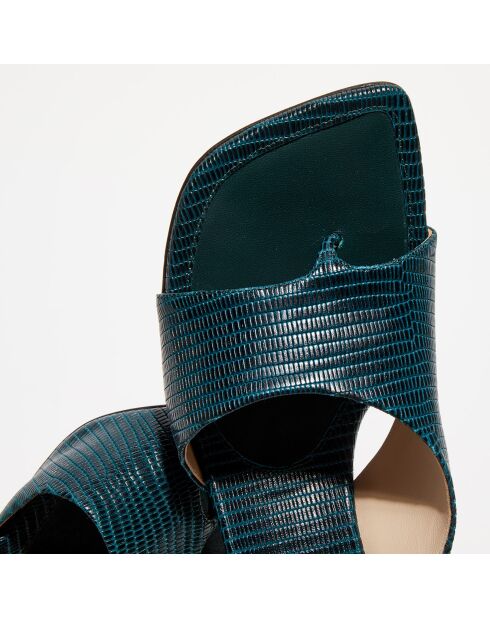 Mules Julio in pelle blu scuro - tacco 8 cm